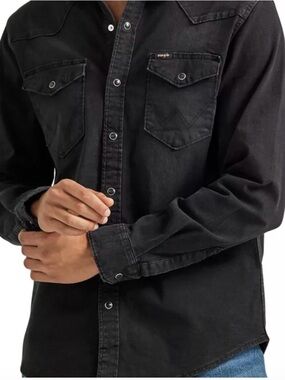 Black Western Snap Button Shirt Wrangler
